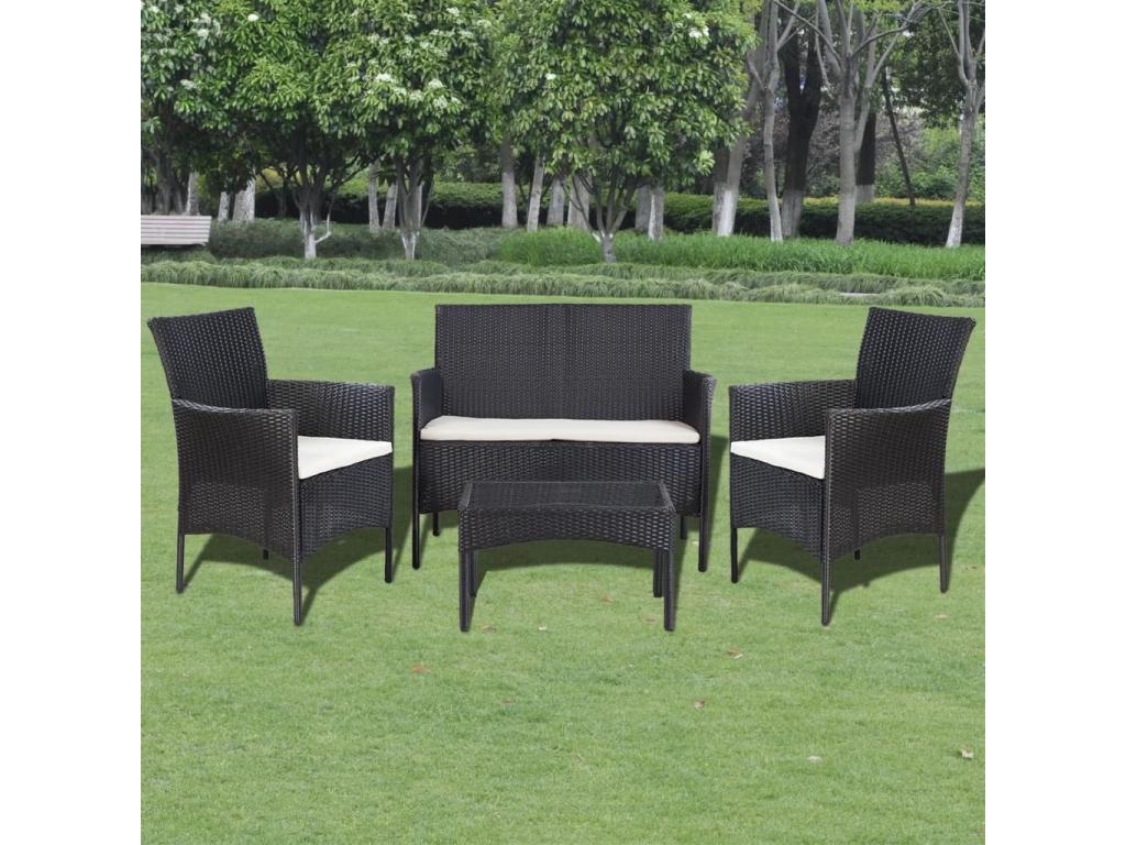Black Woven Resin Wicker Outdoor Furniture Set - dlz1766569291582