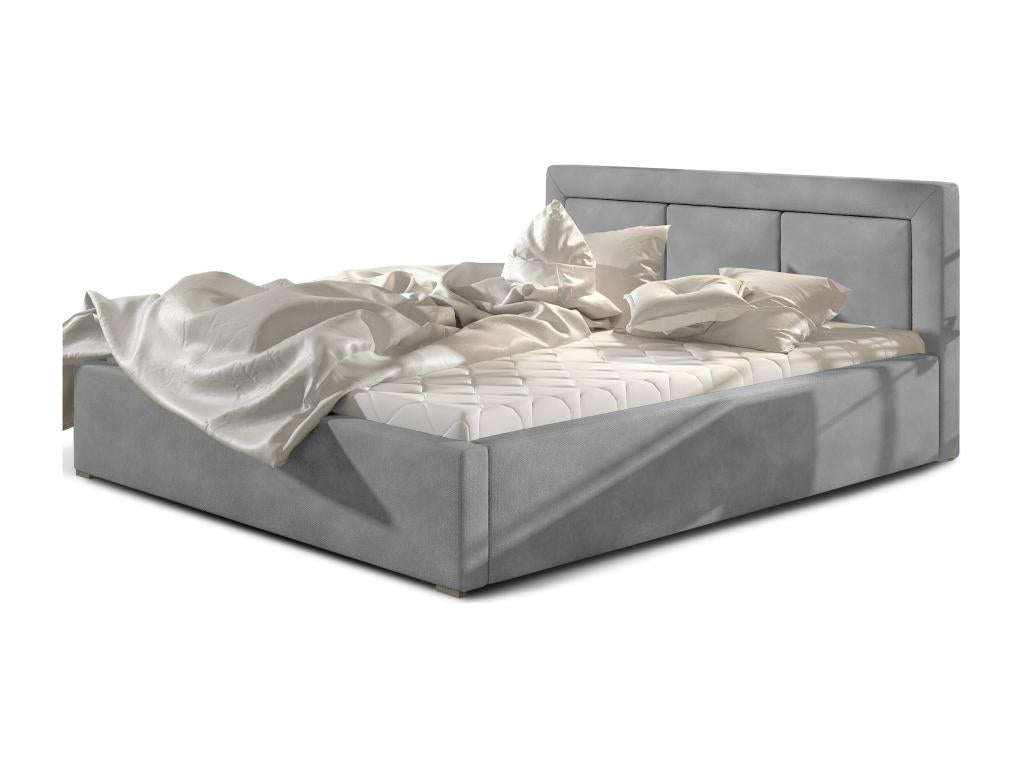 Gray Velvet Bed, 140 x 200 cm
