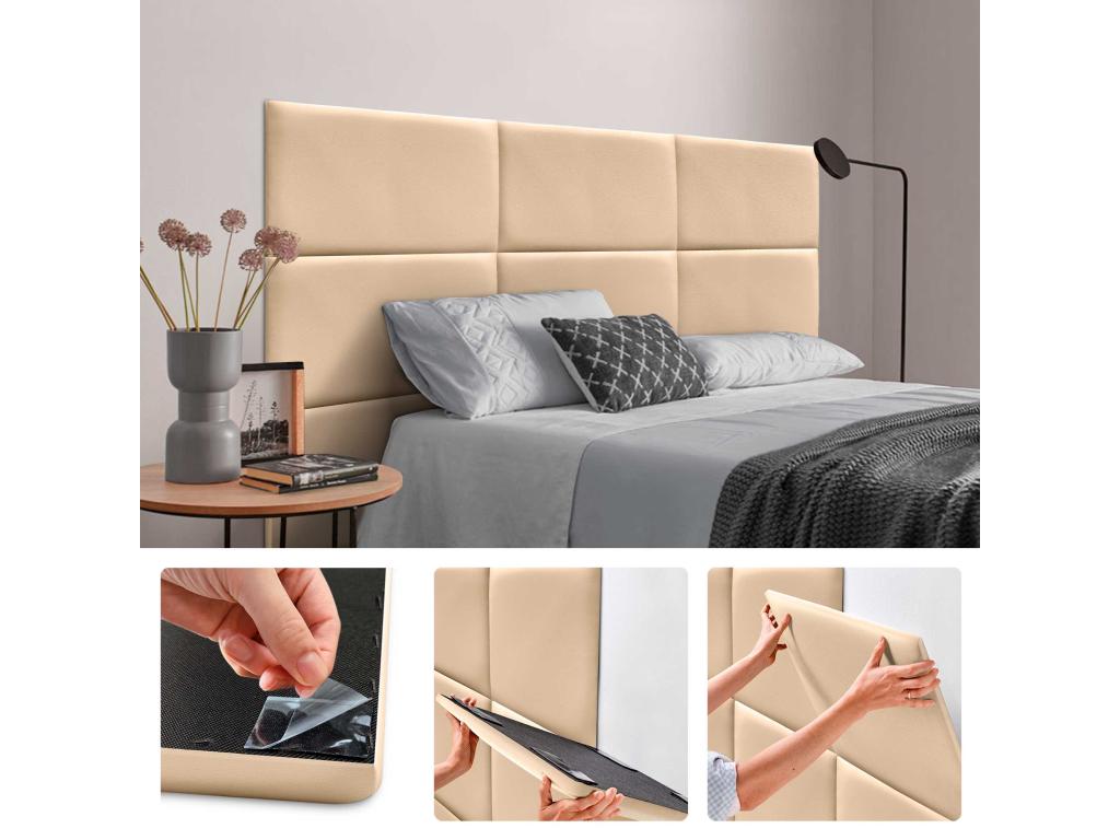 Beige Faux Leather Bed, 50 x 30 cm