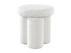 White Boucle Fabric Ottoman