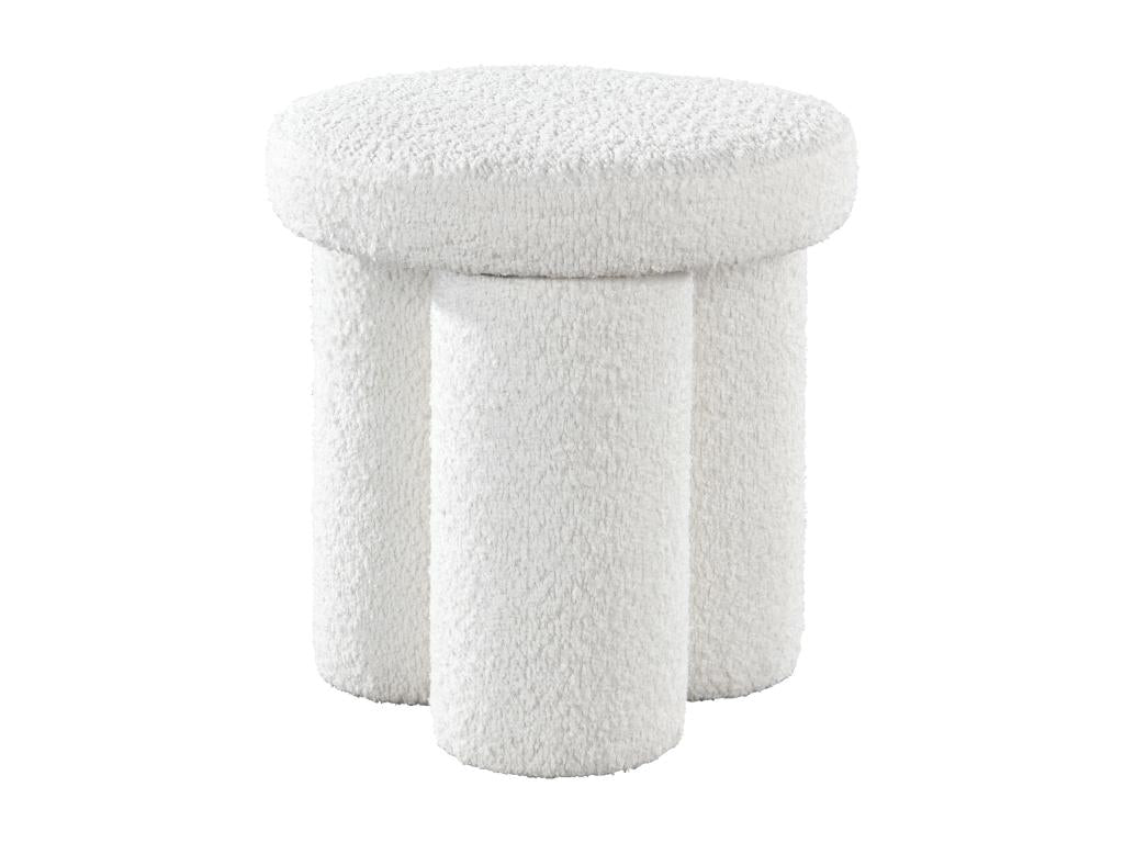 White Boucle Fabric Ottoman