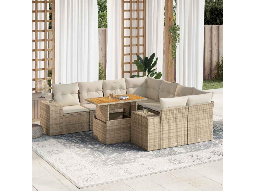 Beige Woven Resin Wicker Outdoor Furniture Set - dlz1766569563318
