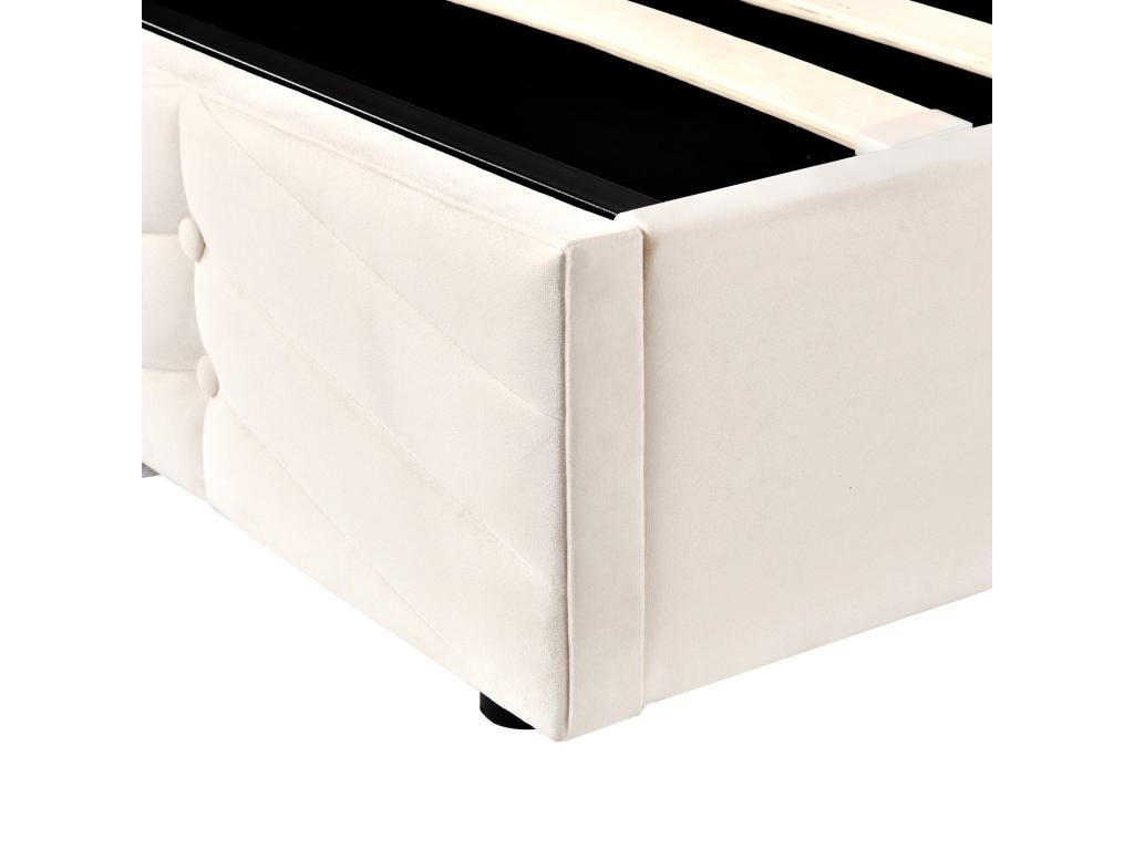 Beige Velvet Bed, 140 x 200 cm