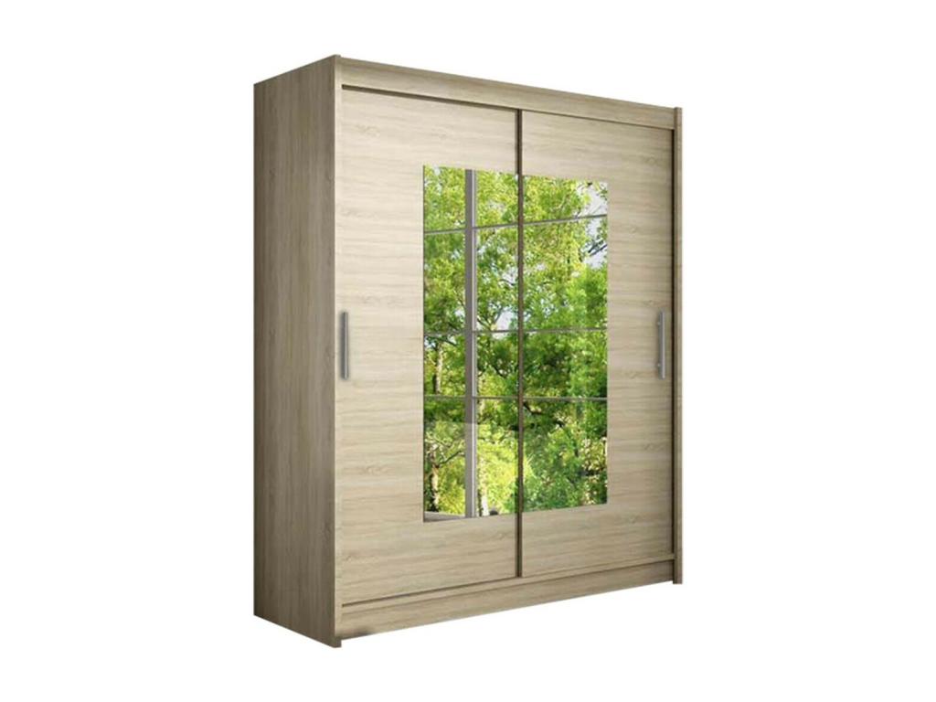 Brown Oak Wood Wardrobe, 200 x 150 x 58 cm - dlz1766569436376