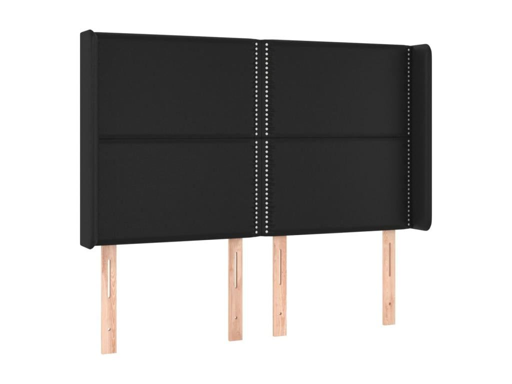 Black Faux Leather Bed, 147 x 16 x 118 cm