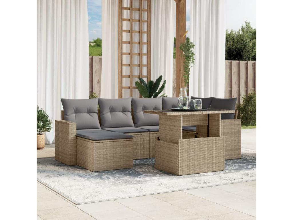 Beige Woven Resin Wicker Outdoor Furniture Set - dlz1766569570206