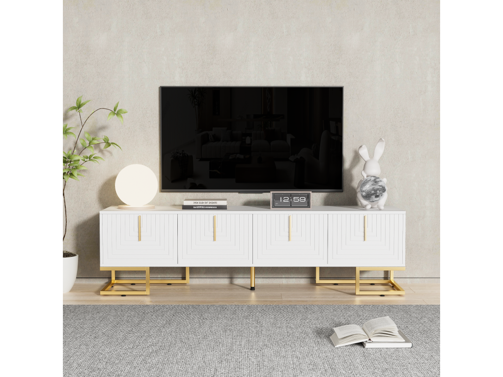 White TV Stand, 170 x 40 x 45.5 cm
