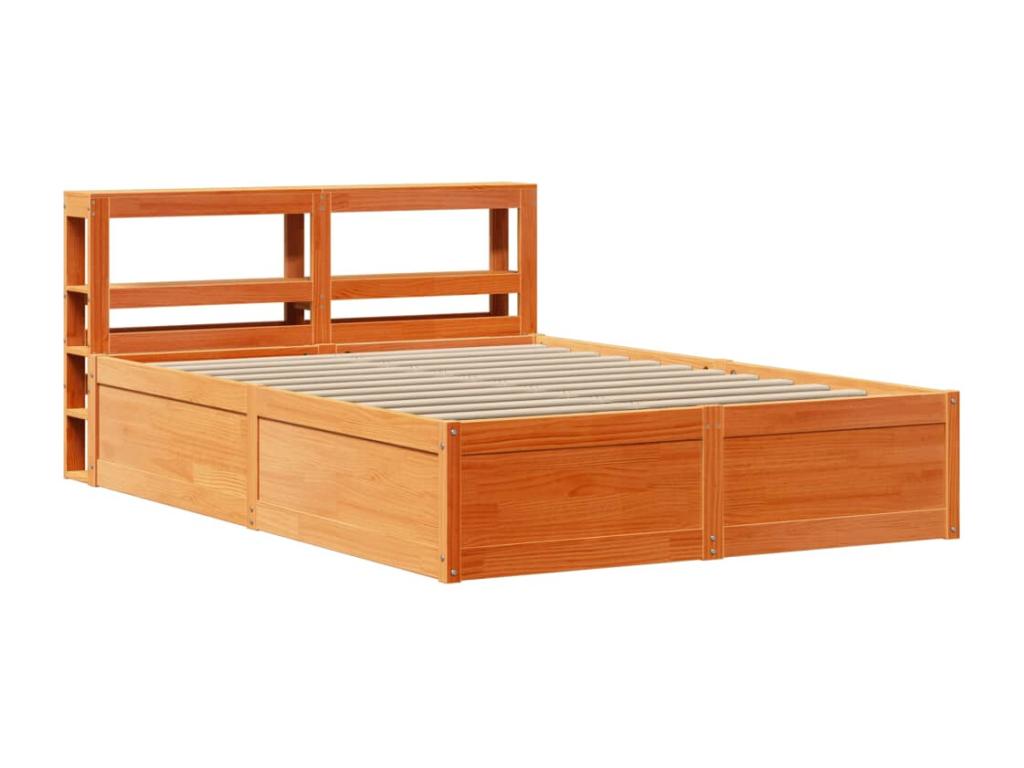 Brown Pine Wood Bed Frame, 160 x 200 cm