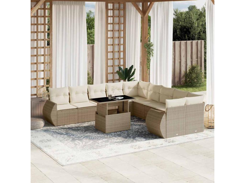 Beige Woven Resin Wicker Outdoor Furniture Set - dlz1766569484930