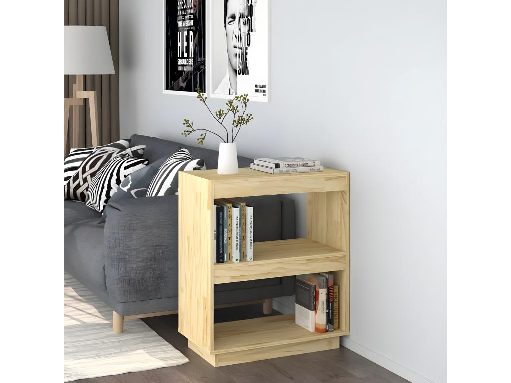 Brown Pine Wood Bookcase, 60 x 35 x 71 cm