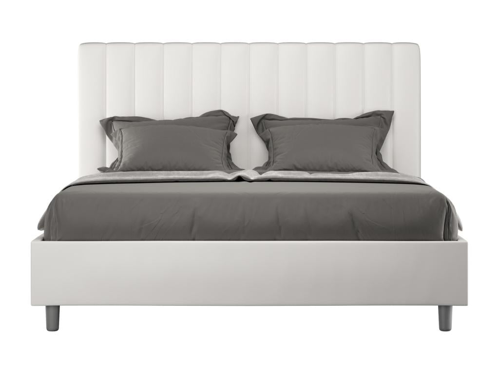 White Faux Leather Bed, 160 x 210 cm