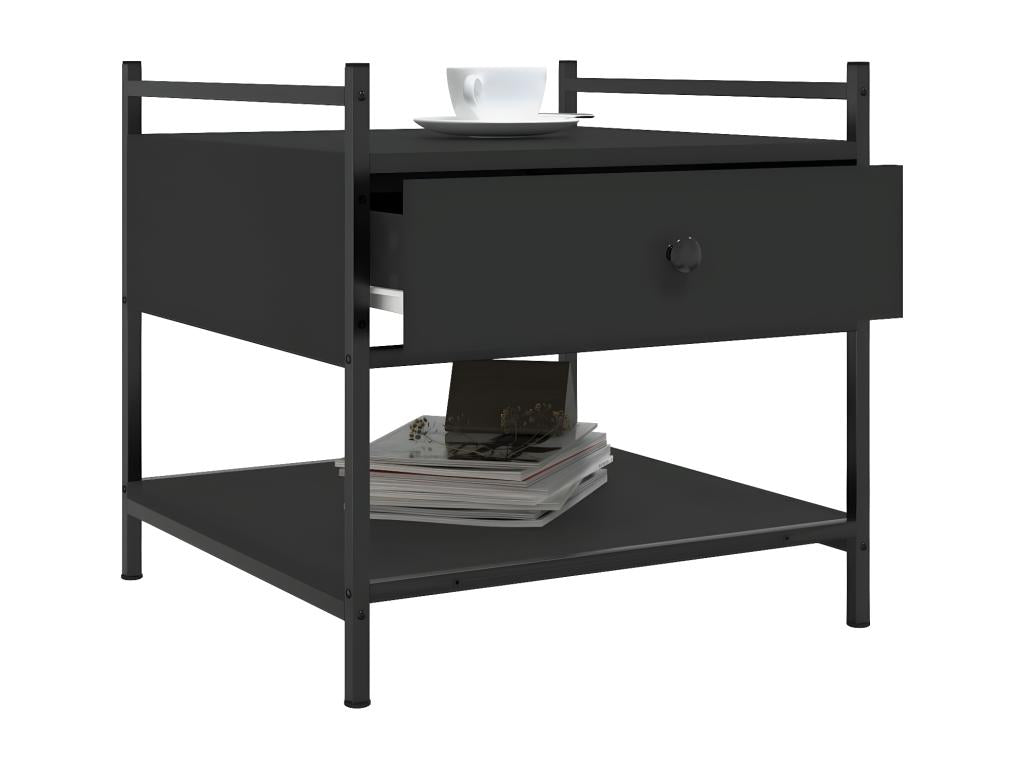 Black Engineered Wood Coffee Table, 50 x 50 x 50 cm