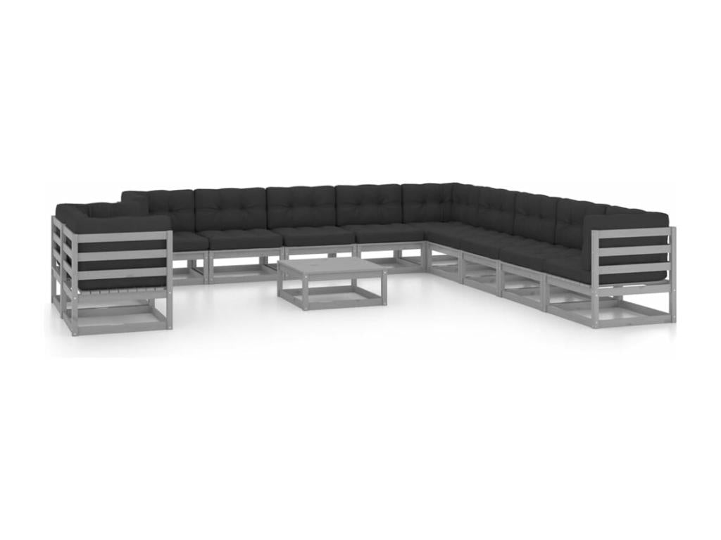 Gray Pine Wood Outdoor Furniture Set - dlz1766568782231