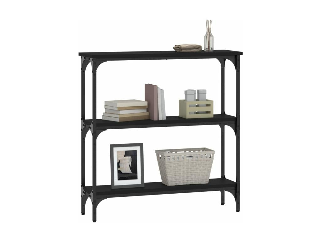 Black Engineered Wood Table, 75 x 22.5 x 75 cm