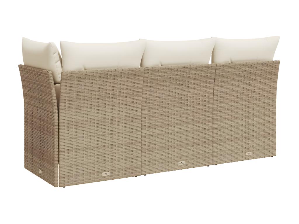 Beige Woven Resin Wicker Sofa