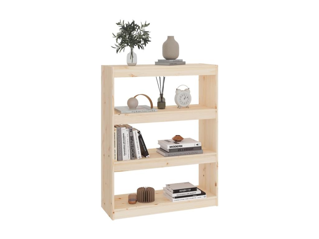 Brown Pine Wood Bookcase, 80 x 30 x 103.5 cm