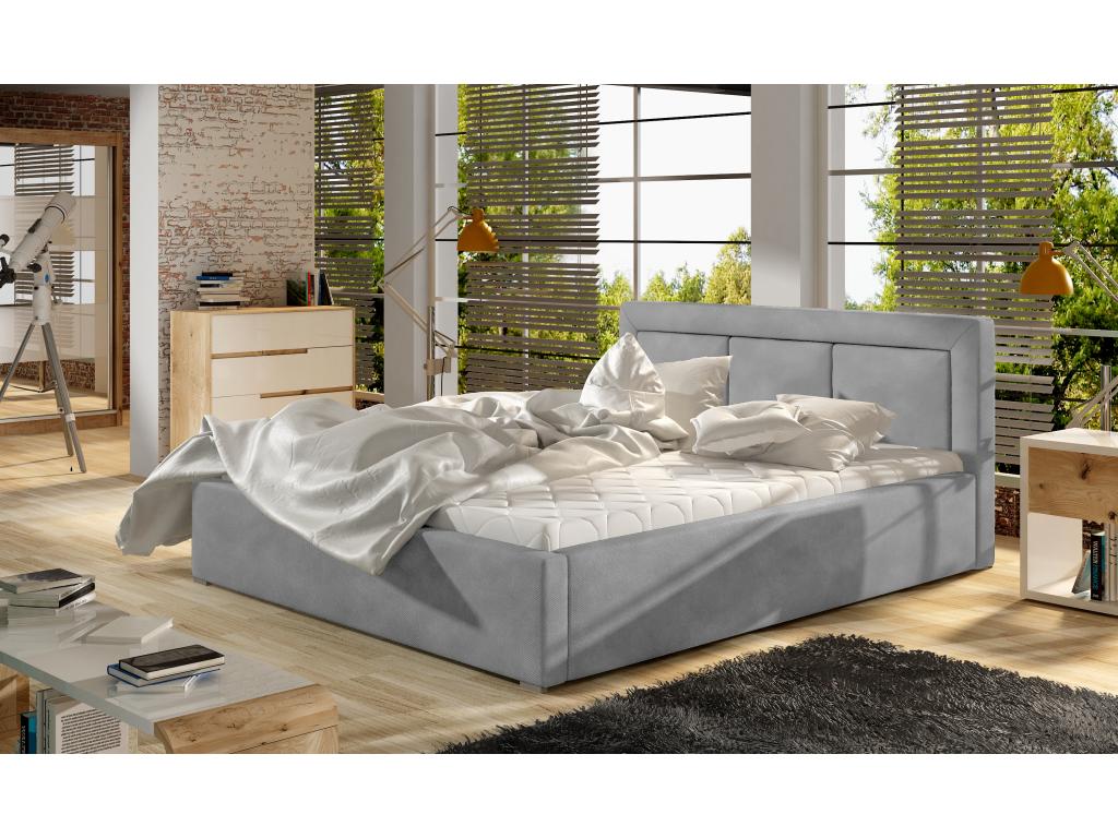 Gray Velvet Bed, 140 x 200 cm