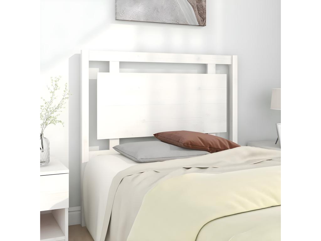 White Solid Wood Bed, 105.5 x 4 x 100 cm