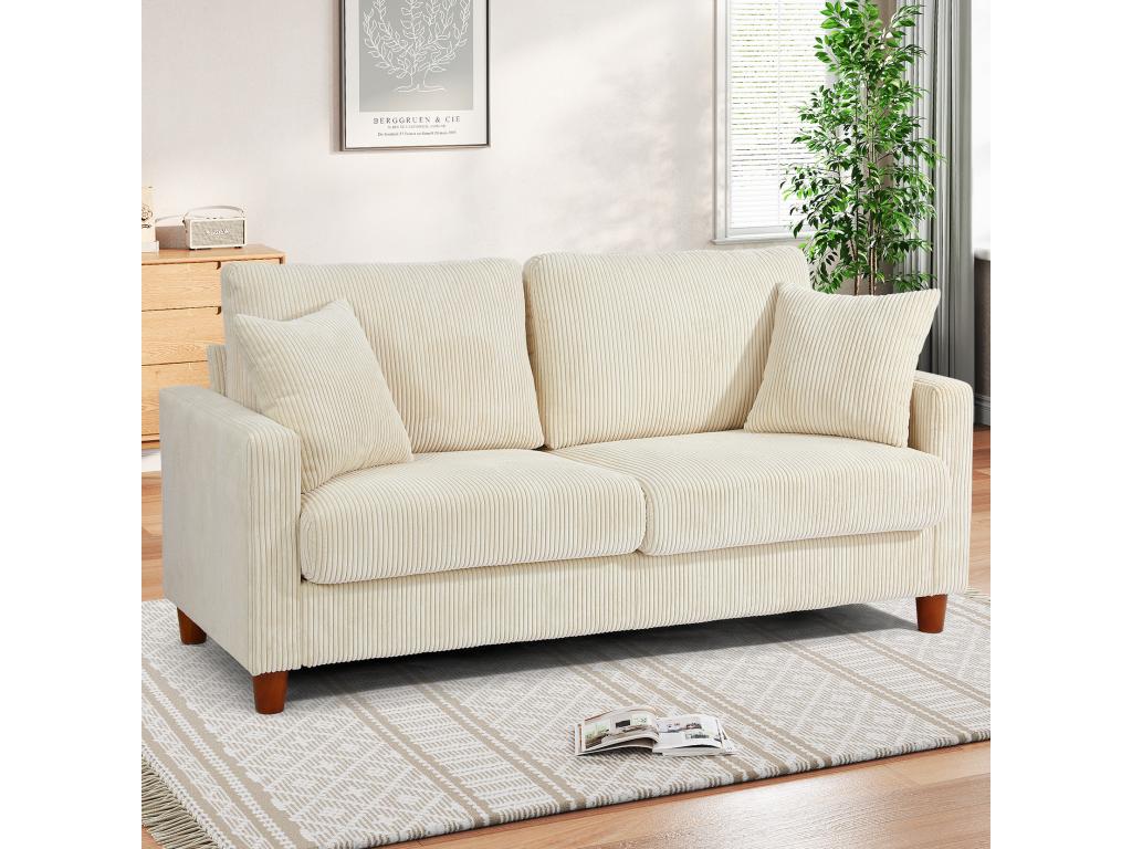 Beige Velvet Sofa, 178 x 76 x 89 cm