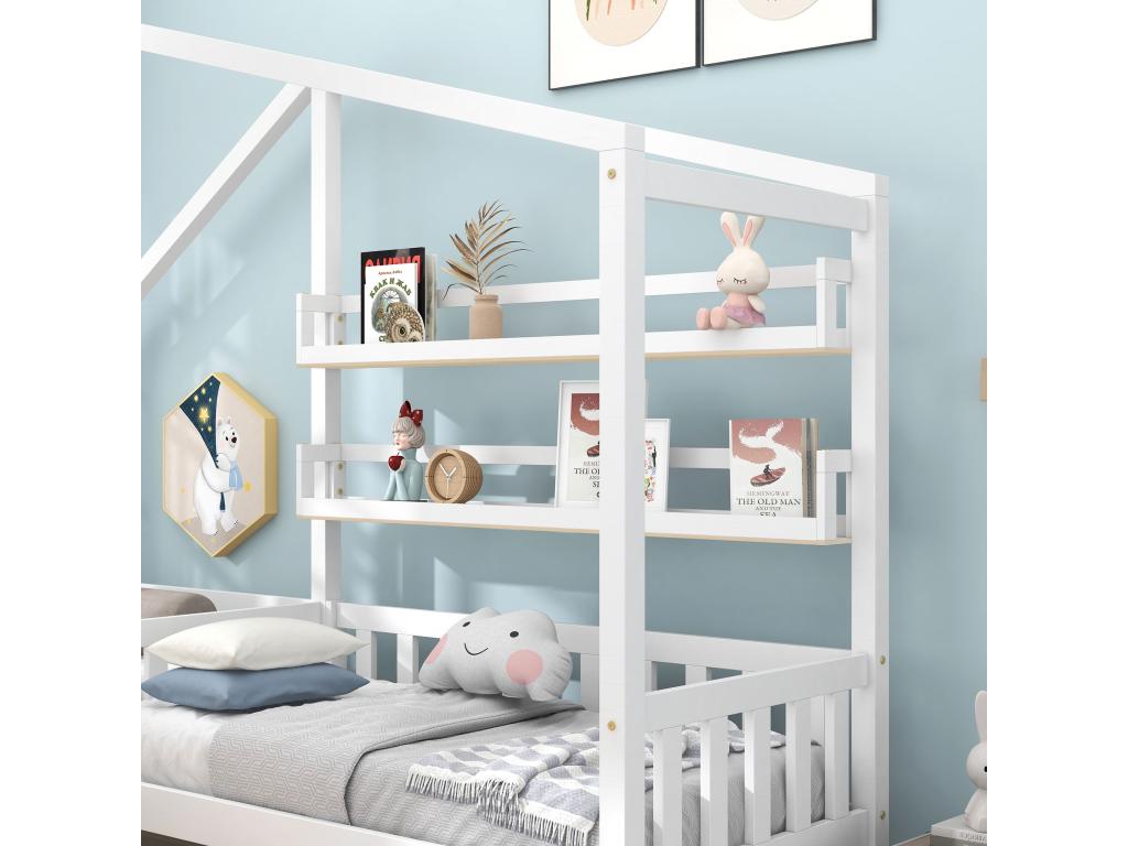 White Solid Wood Bed, 90 x 200 cm