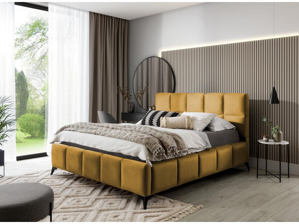 Yellow Velvet Bed, 140 x 200 cm