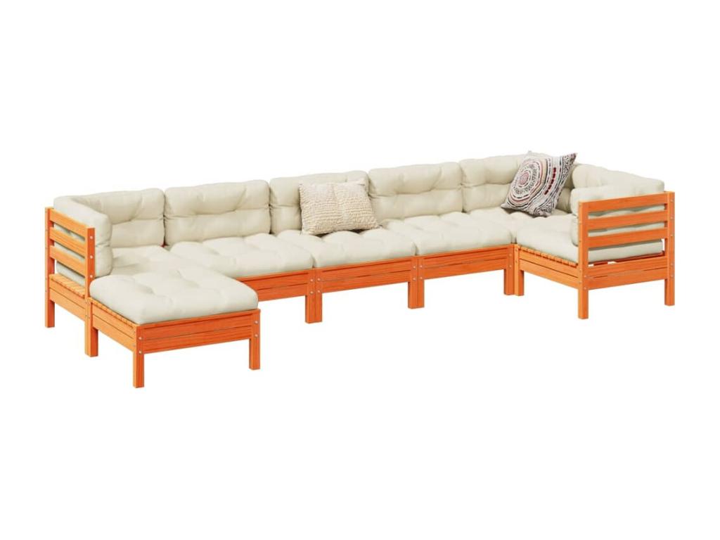 Brown Pine Wood Outdoor Furniture Set