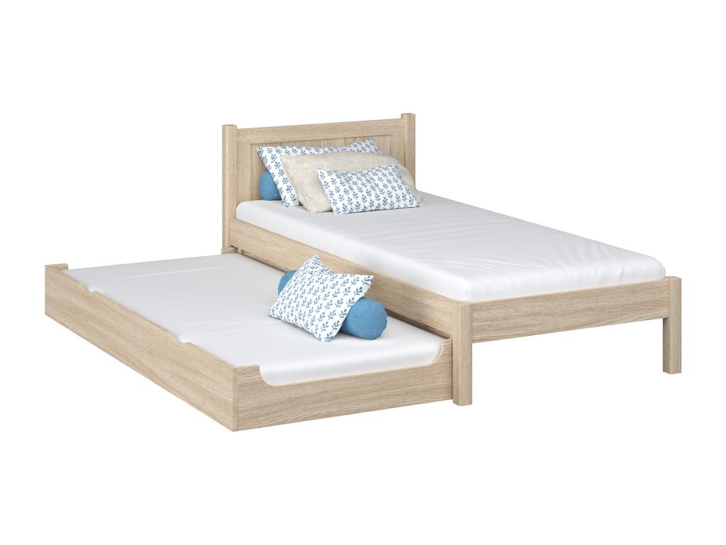 Beige Oak Wood Bed, 120 x 180 cm