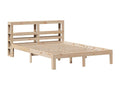 Brown Pine Wood Bed Frame, 135 x 190 cm