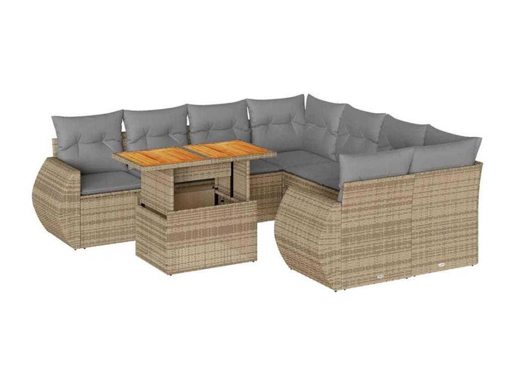 Beige Woven Resin Wicker Outdoor Furniture Set - dlz1766568794051