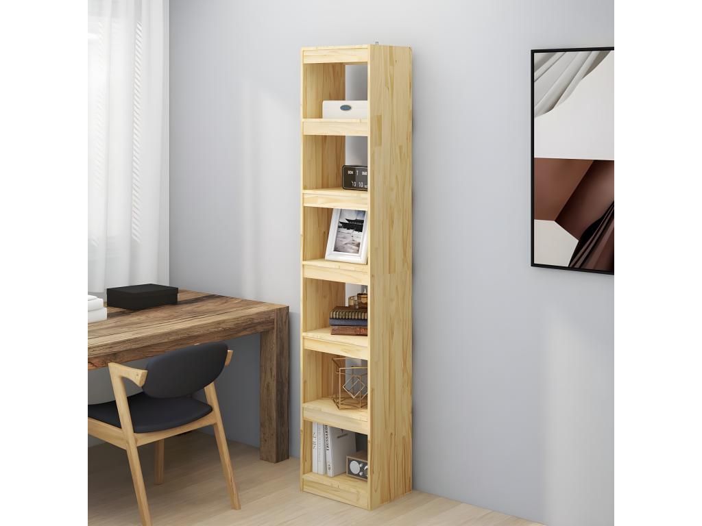 Brown Pine Wood Bookcase, 40 x 30 x 199 cm
