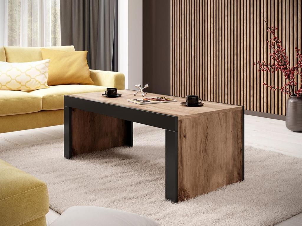 Brown Oak Wood Coffee Table, 50 x 60 x 120 cm