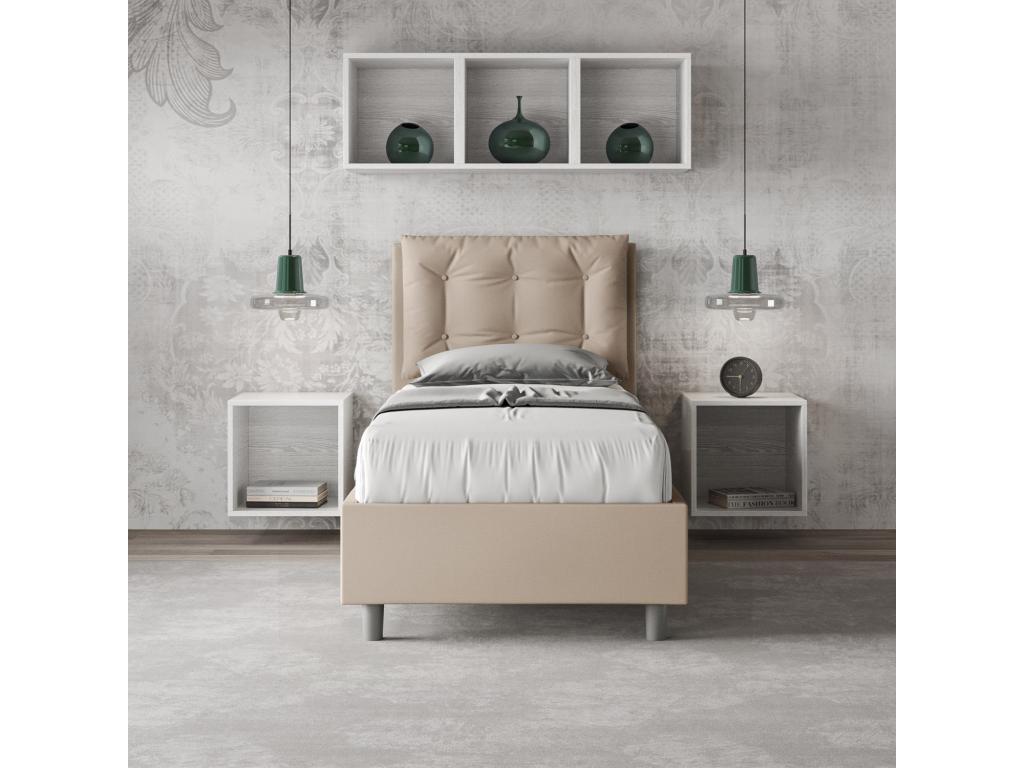 Gray Leather Bed, 80 x 200 cm