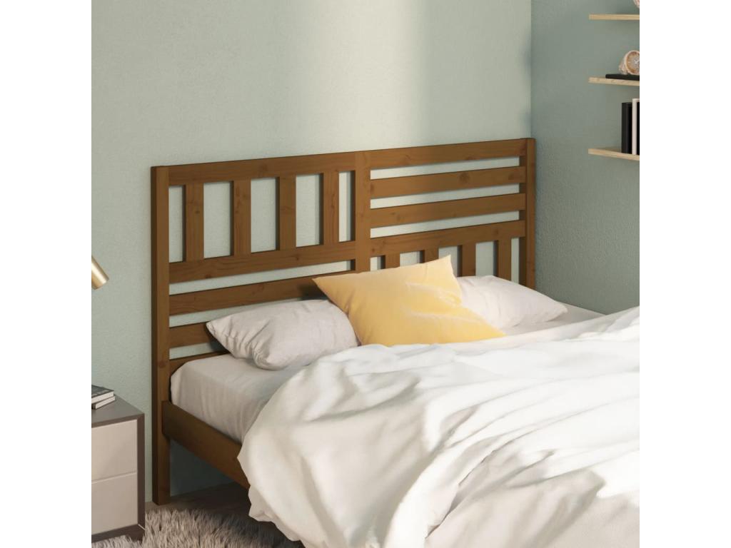Brown Solid Wood Bed, 141 x 4 x 100 cm