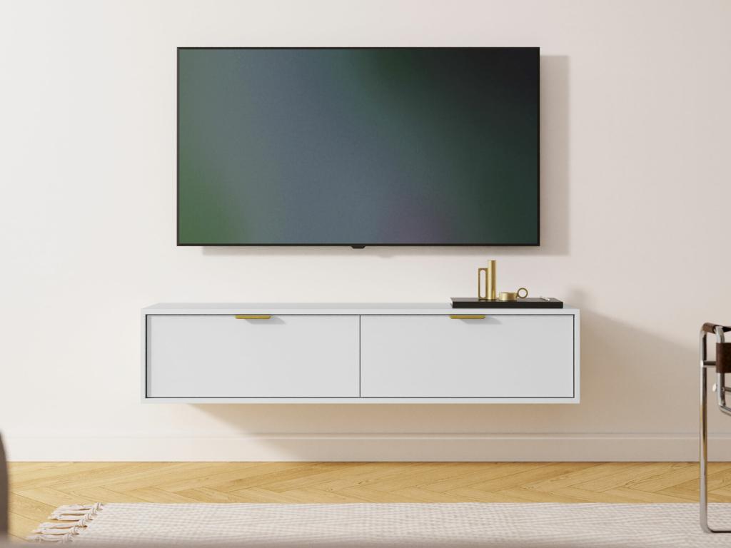 White TV Stand, 140 x 35 x 33 cm