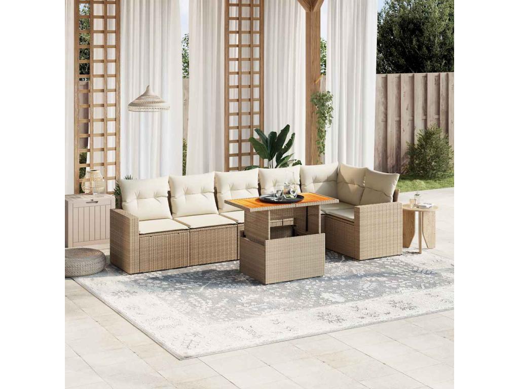 Beige Woven Resin Wicker Outdoor Furniture Set - dlz1766569599472