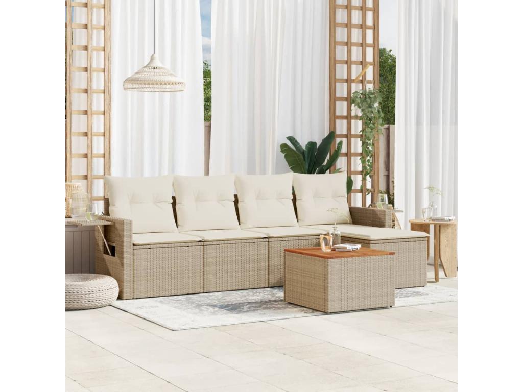 Beige Woven Resin Wicker Outdoor Furniture Set - dlz1766568780348