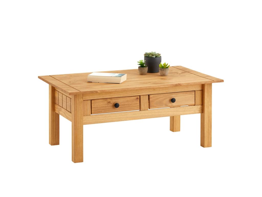 Brown Pine Wood Coffee Table