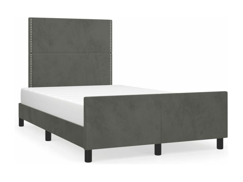 Gray Velvet Bed Frame, 120 x 190 cm