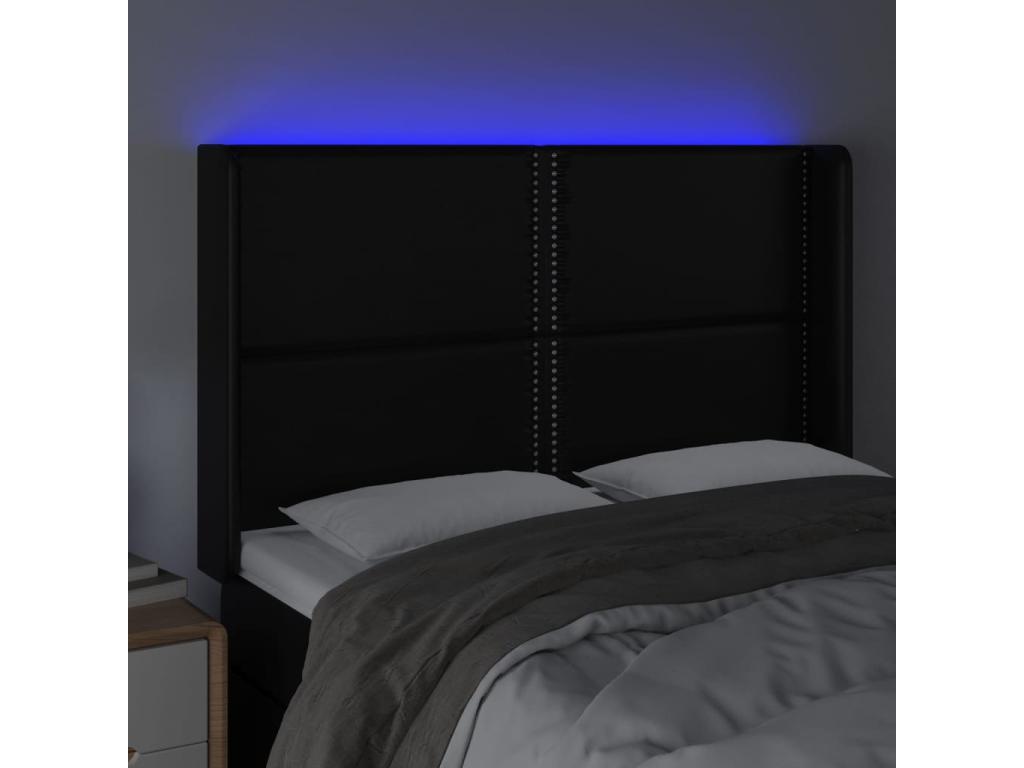 Black Faux Leather Bed, 147 x 16 x 118 cm