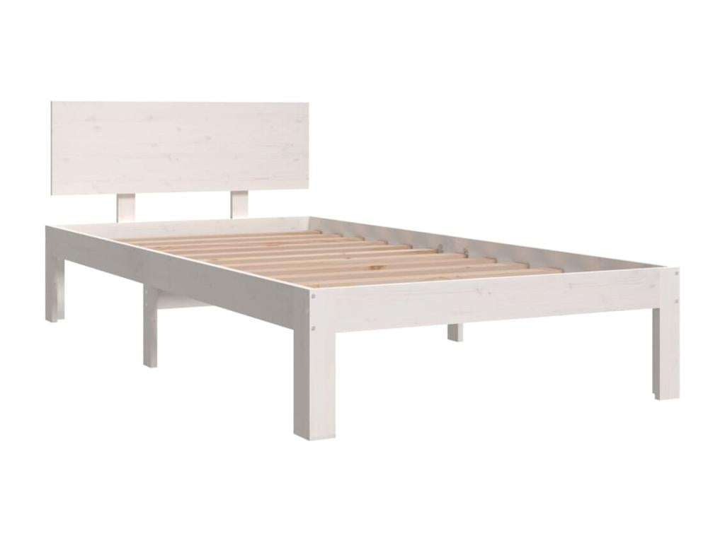 White Solid Wood Bed Frame, 90 x 190 cm