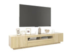 Brown Oak Wood TV Stand, 200 x 35 x 40 cm