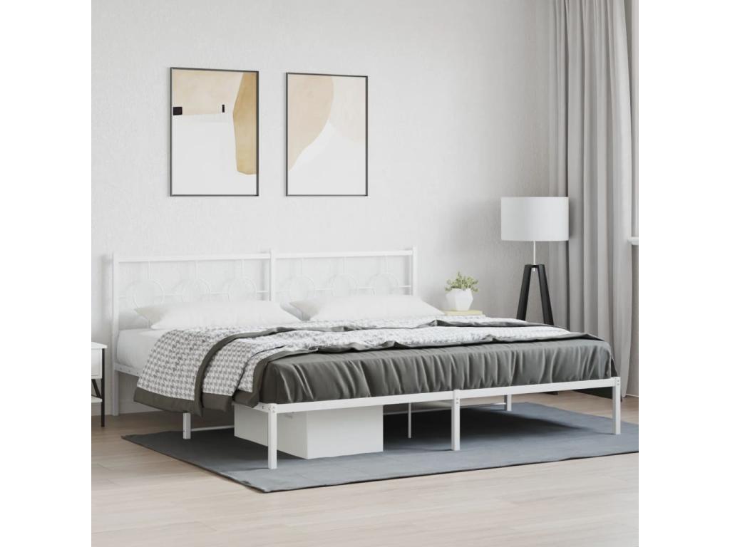 White Metal Bed Frame, 200 x 200 cm