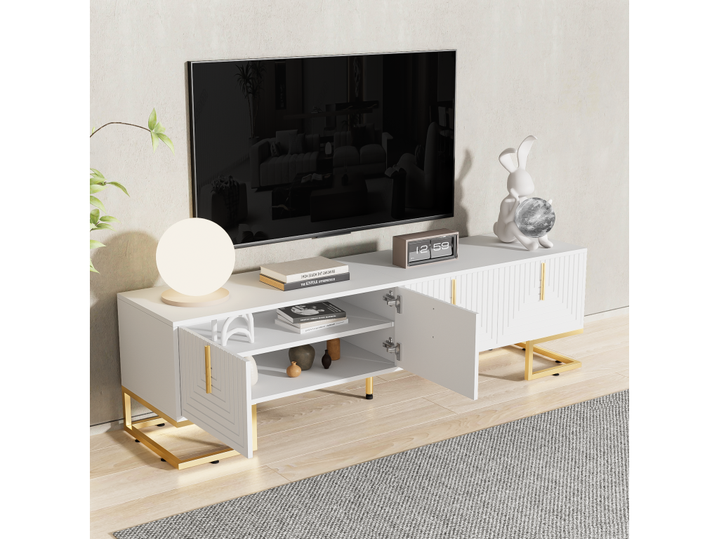 White TV Stand, 170 x 40 x 45.5 cm