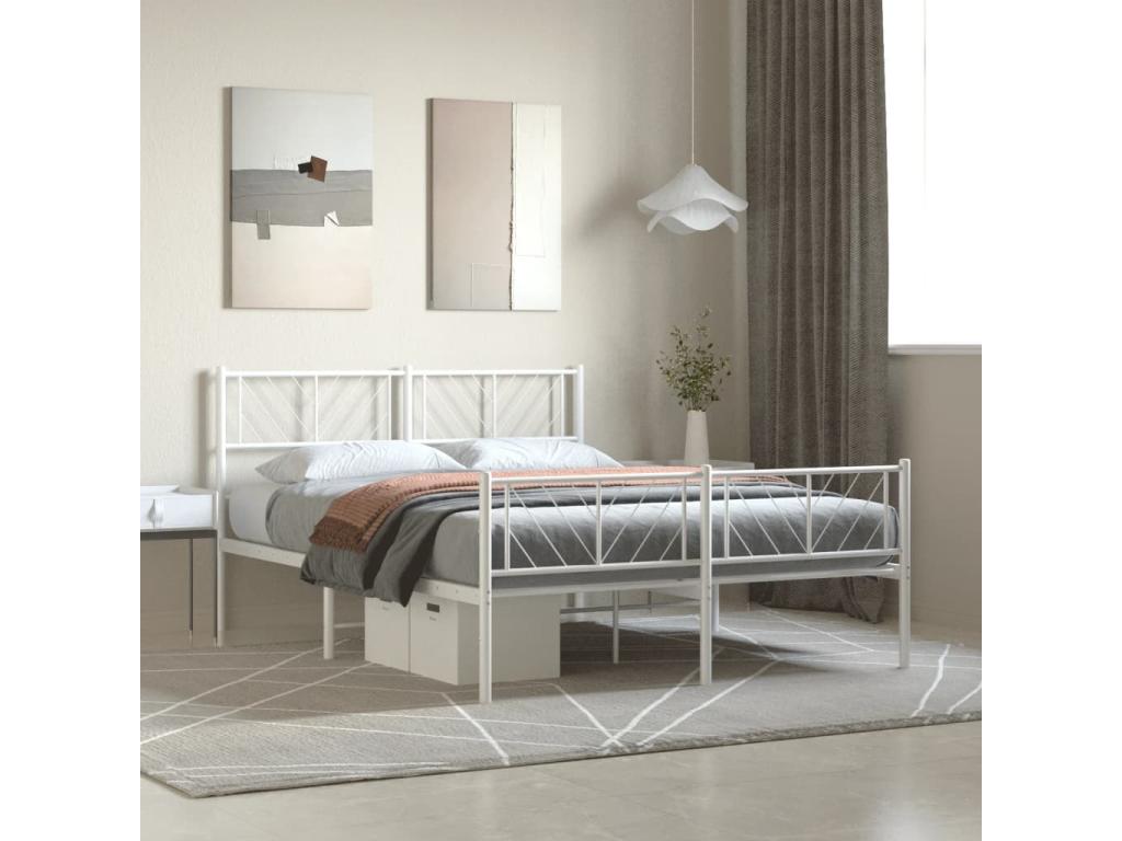 White Metal Bed Frame, 140 x 200 cm