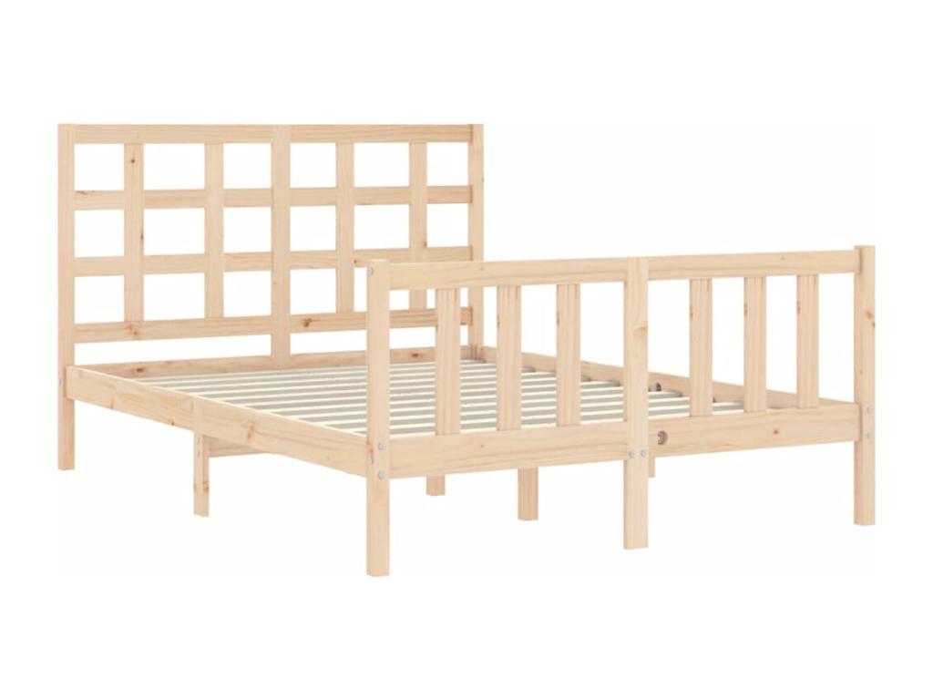 Natural Solid Wood Bed Frame, 140 x 190 cm