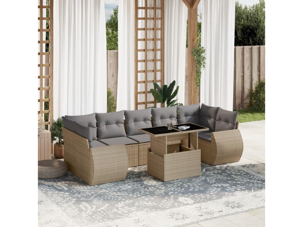 Beige Woven Resin Wicker Outdoor Furniture Set - dlz1766569268256