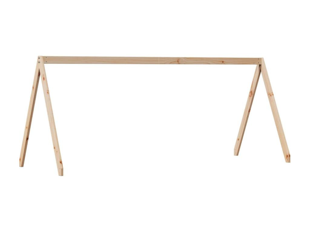 Brown Pine Wood Bed, 90 x 200 cm