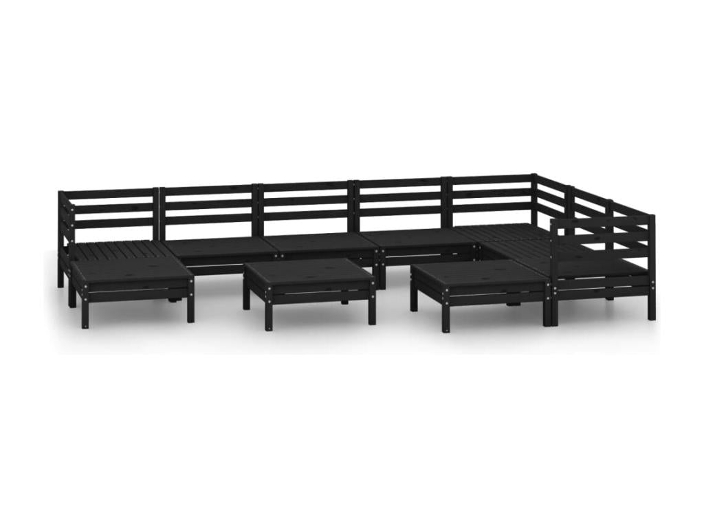 Black Pine Wood Outdoor Furniture Set