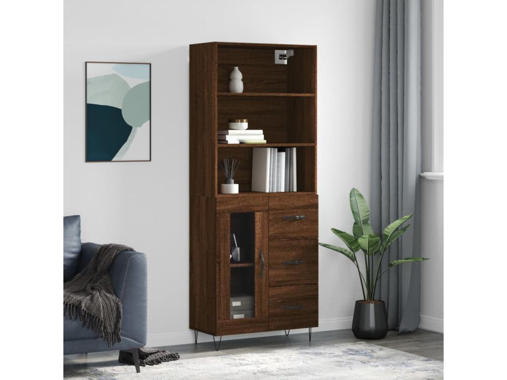 Brown Engineered Wood Sideboard, 69.5 x 34 x 180 cm
