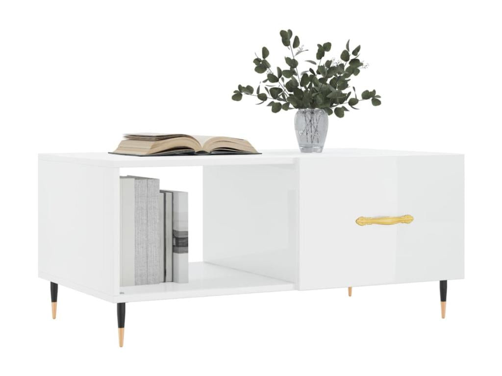 White Engineered Wood Coffee Table, 90 x 50 x 40 cm